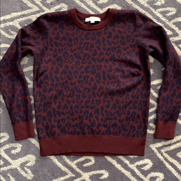 LOFT - Burgundy Leopard Sweater - Picture 2 of 12